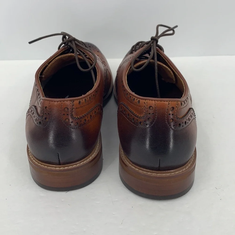 Steve Madden Hoxton wingtip derby shoe tie brown leather burnished oxford men 10
